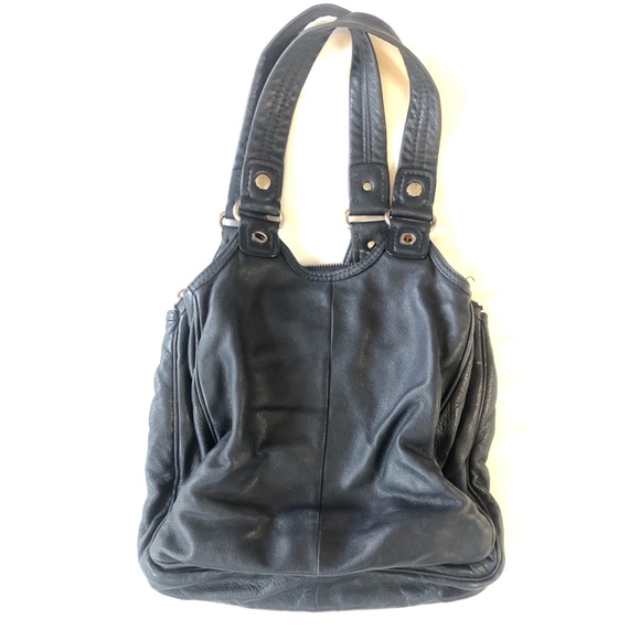 MARC JACOBS HANDBAG BLACK PEBBLE LEATHER TOTALLY TURN-LOCK TERI TOTE SATCHEL GUC - Picture 2 of 4